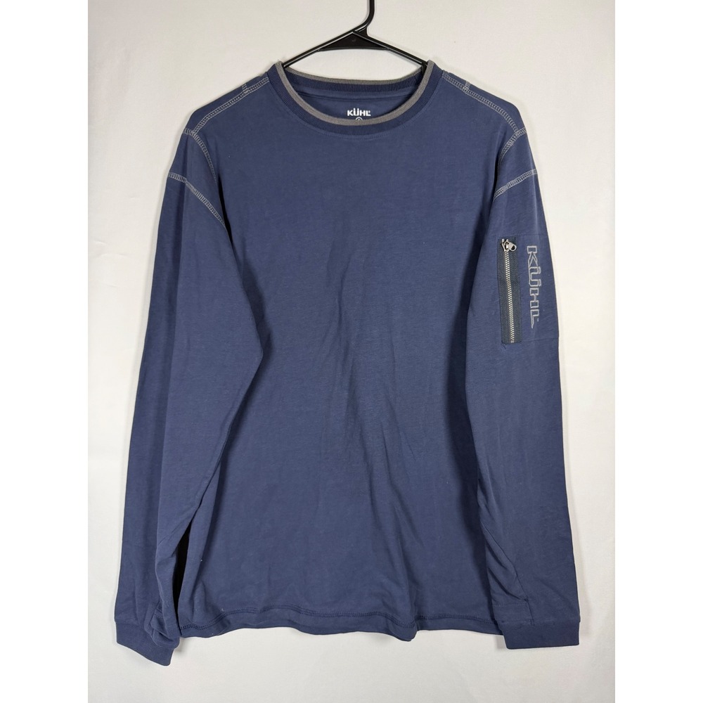 Kuhl Wildfibre Mens Small Blue Organic Cotton Long Sleeve Shirt Sleeve Pocket